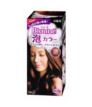 花王 Blaune泡沫染发剂 女士白发专用染发膏3R号 桃红棕色