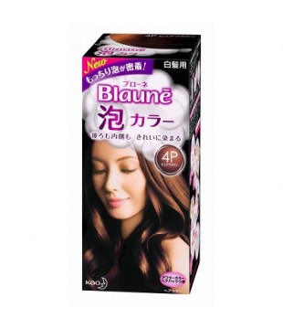 花王 Blaune泡沫染发剂 女士白发专用染发膏4P号 纯棕