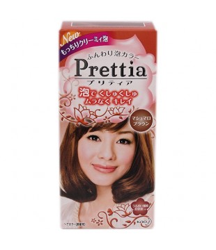 花王 Prettia黑发用泡沫染发膏 女性用 软糖棕色