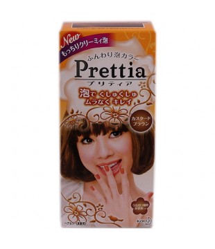 花王 Prettia黑发用泡沫染发膏 女性用 牛奶蛋黄棕色