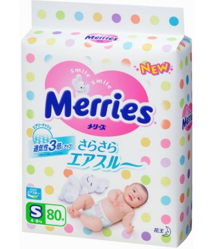 花王 Merries三倍透气纸尿裤/尿不湿 80片 S号